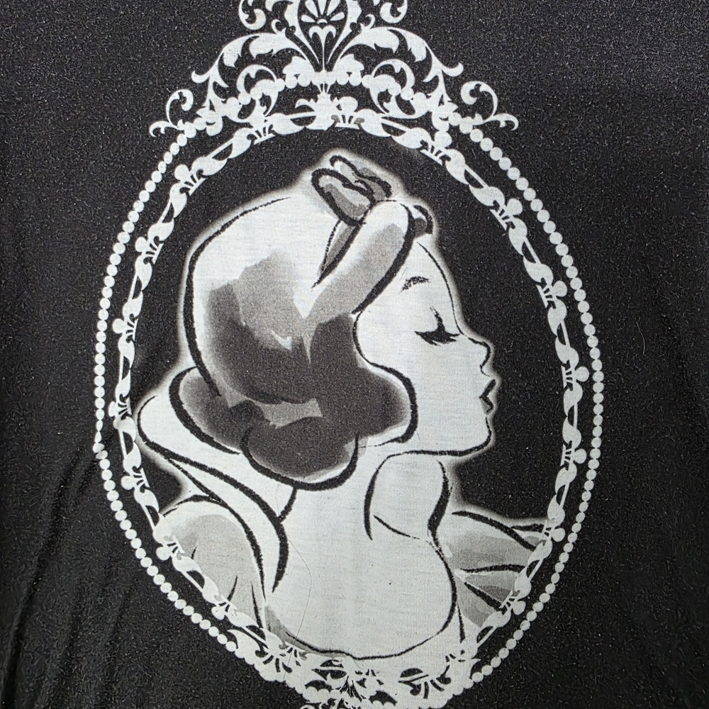Disney Black and White,  Fitted, Lace Sleeve Tee